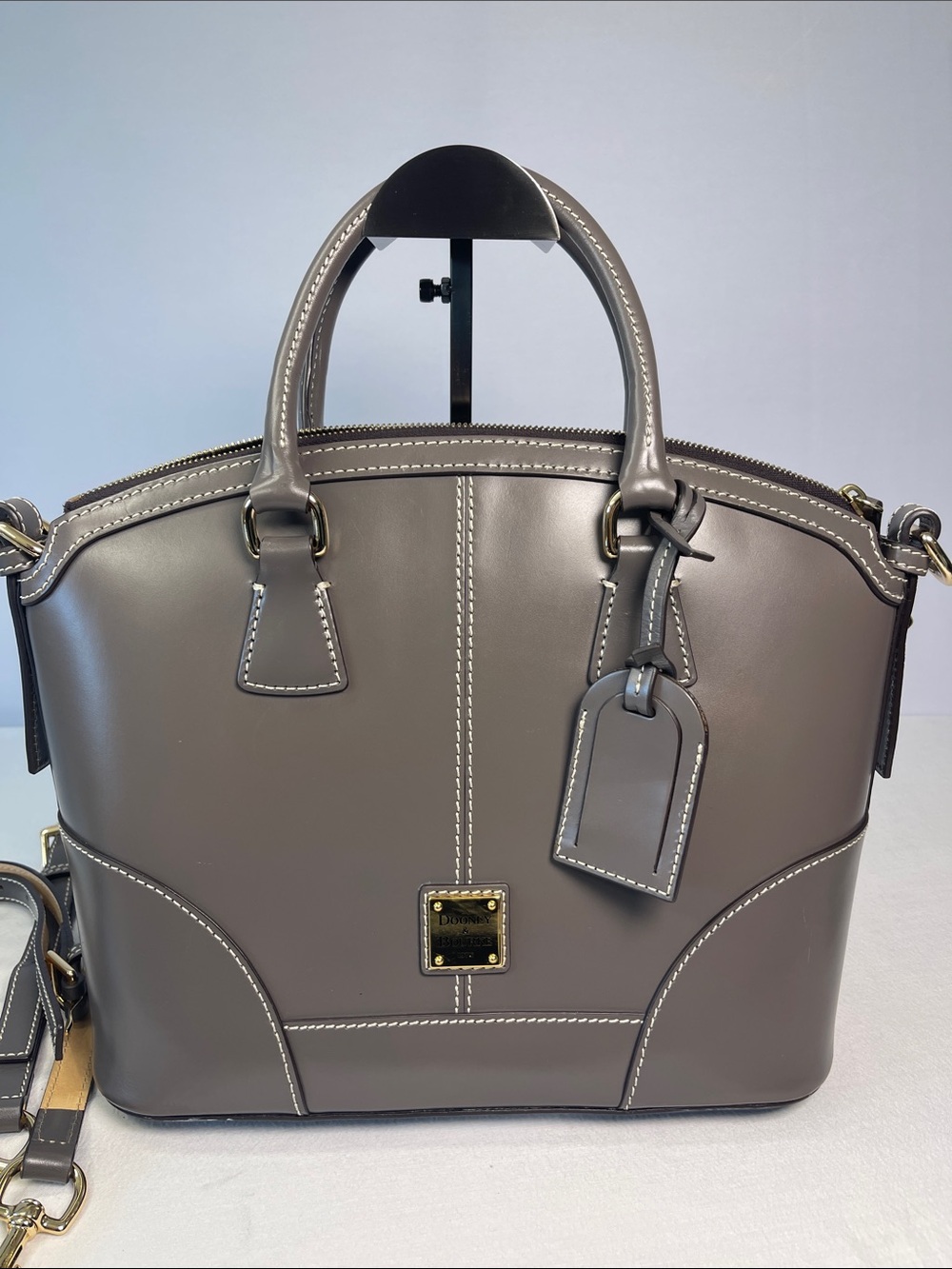 Dooney & Bourke Selleria Slate Gray Leather Satchel Crossbody Bag